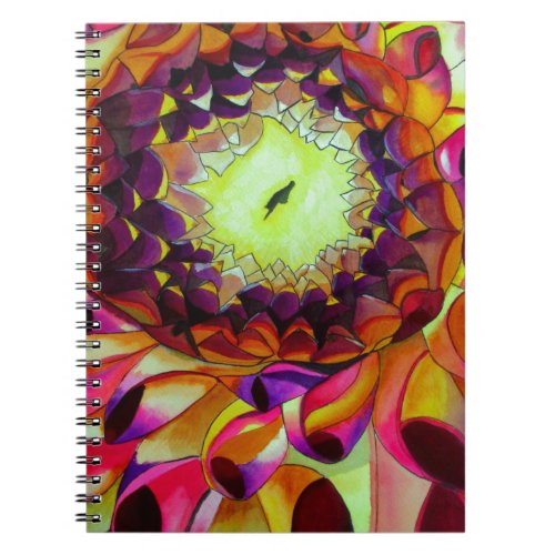 Purple Dahlia abstract original flower art Notebook