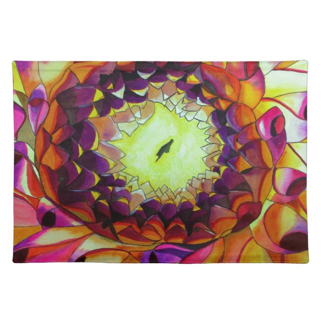 Purple Dahlia abstract original flower art Placemat (Front)