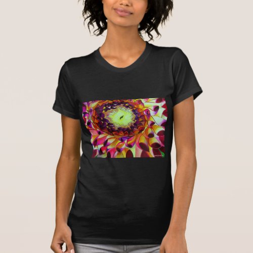 Purple Dahlia abstract original flower art T_Shirt