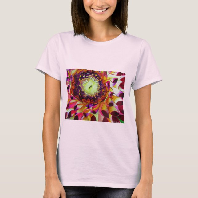 Purple Dahlia abstract original flower art T-Shirt (Front)