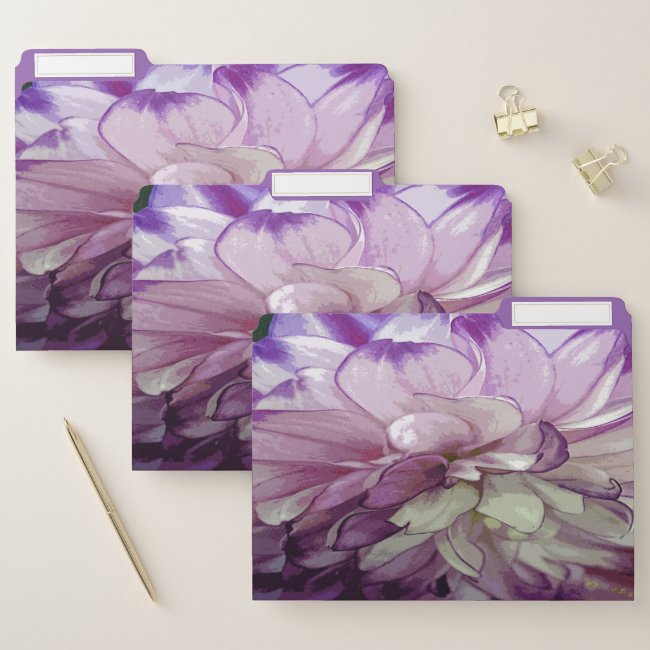 Purple Dahlia Design File Folders Set