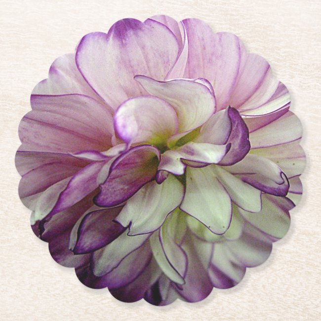 Purple Dahlia Design Paper Coaster