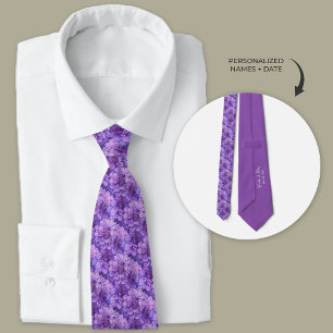 Purple Dahlia Floral  Neck Tie