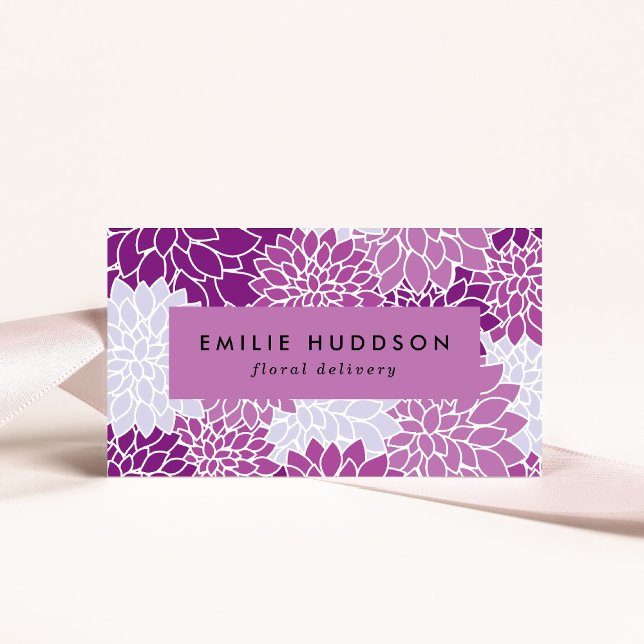 Purple Dahlia Flowers, Floristry, Flower Shop Business Card (Creator Uploaded)