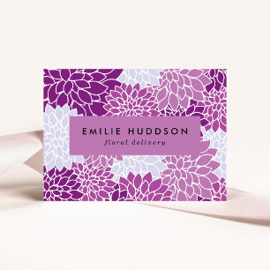 Purple Dahlia Flowers, Floristry, Flower Shop Business Card