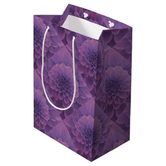 Purple Dahlia Medium Gift Bag (Back Angled)
