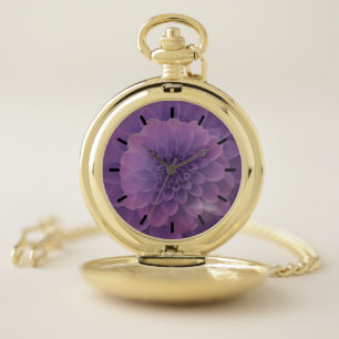 Purple Dahlia Pocket Watch