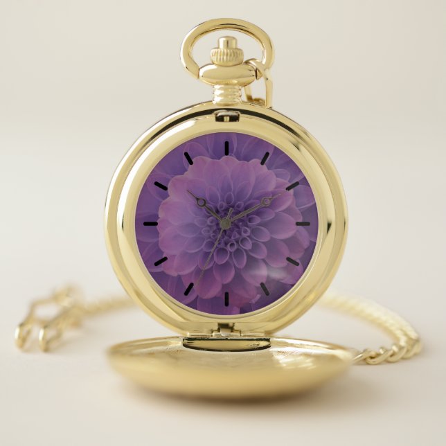 Purple Dahlia Pocket Watch (Inside)