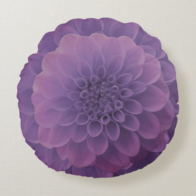 Purple Dahlia Round Pillow (Front)