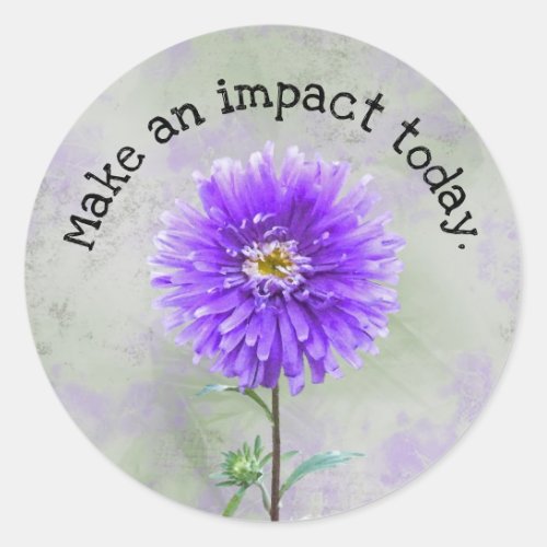 Purple dahlia watercolor inspiration classic round sticker