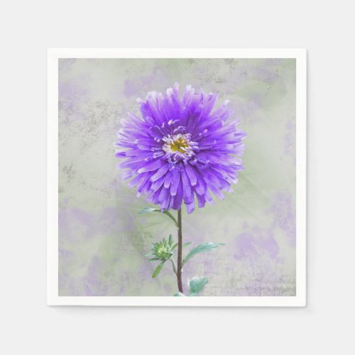 Purple dahlia watercolor napkins