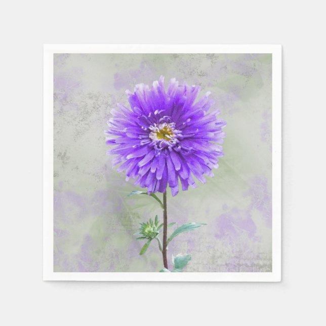 Purple dahlia watercolor napkins (Front)