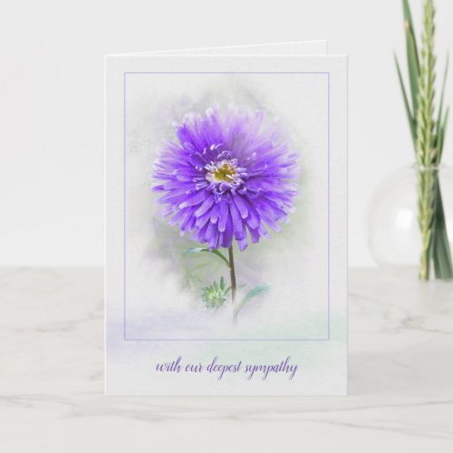 purple dahlia watercolor sympathy card