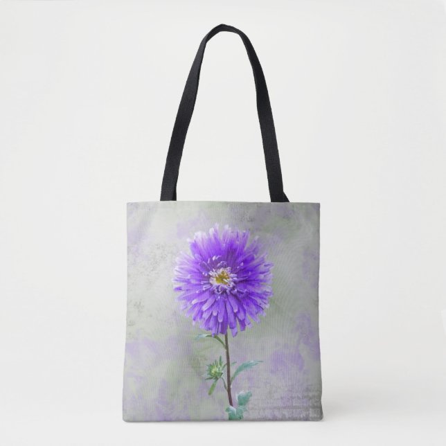 purple dahlia watercolor tote bag (Front)