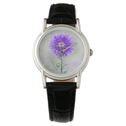 Purple dahlia watercolor watch