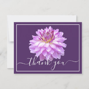 Purple Dahlia With Purple Background Thank You Postcard