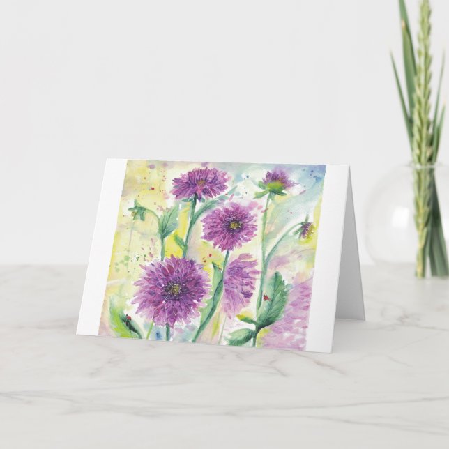 Purple dahlias card (Front)