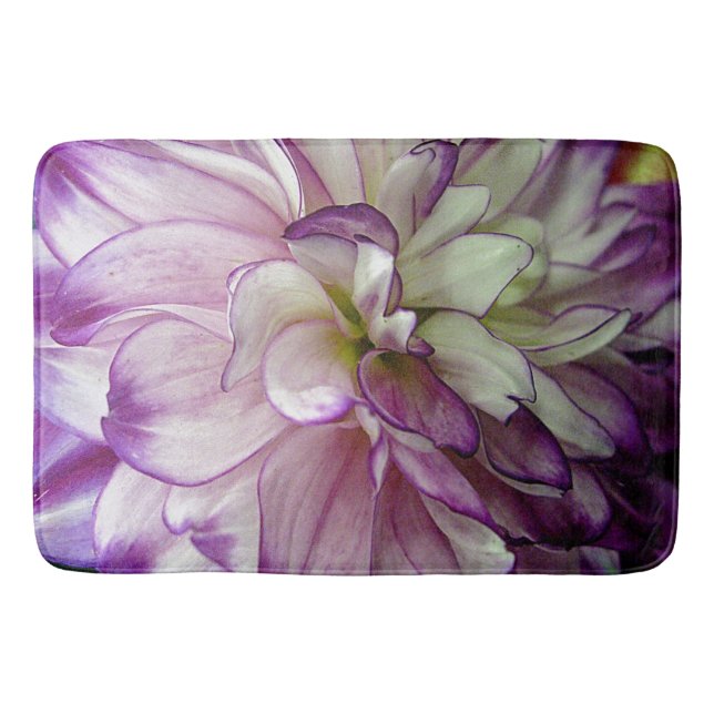 Purple Dahlias Design Bath Mat (Front)