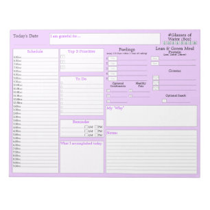 Purple   Daily Planner   5 and 1 Food Journal Notepad
