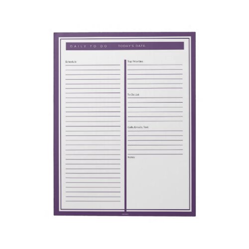 Purple Daily To Do List Notepad