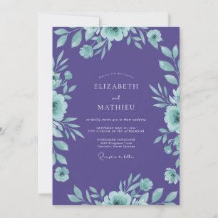 Purple Dainty Botanical Wedding Invitation