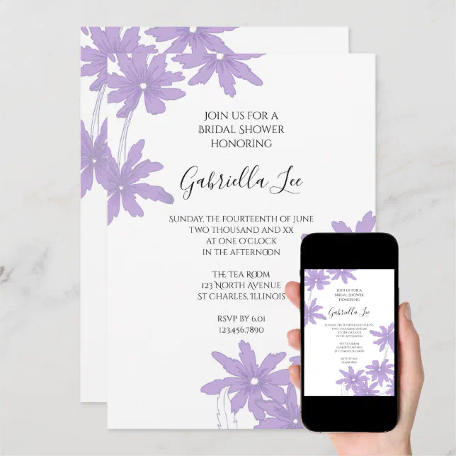 Purple Daisies Bridal Shower Invitation Zazzle