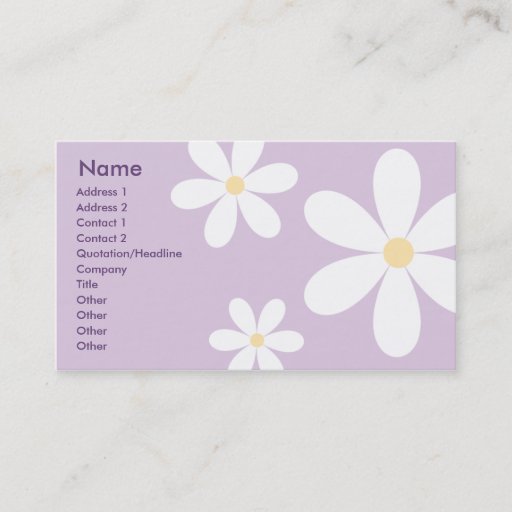 Customizable Purple Daisies - Business Business Card Template