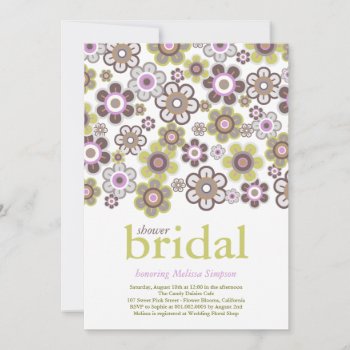 Purple Daisies Flowers Bloom Bridal Shower Wedding Invitation by fatfatin_design at Zazzle