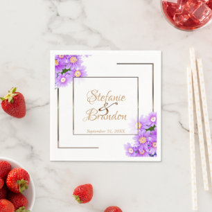 Purple Daisies/Gold Trim Napkins