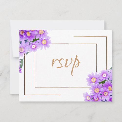 Purple DaisiesGold Trim Note Card