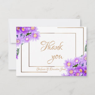 Purple Daisies/Gold Trim Thank You Card