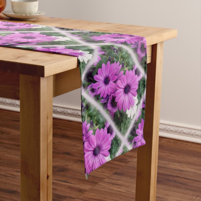 Purple daisies long table runner (In Situ)