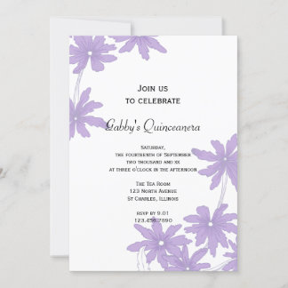 Purple Daisies Quinceanera Party Invitation