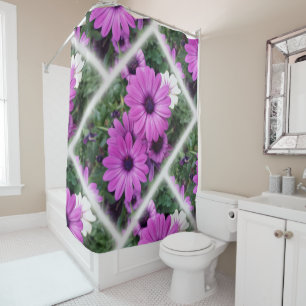 Purple daisies shower curtain