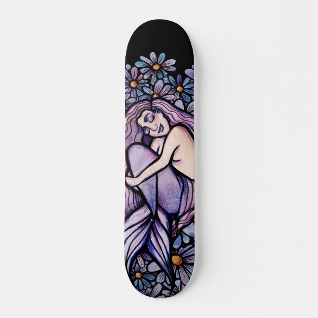 Purple Daisies Sleeping Mermaid                    Skateboard (Front)