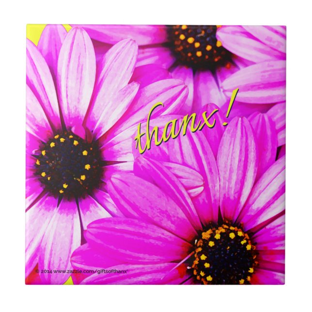 Purple Daisies, thanx! - Ceramic Tile (Front)