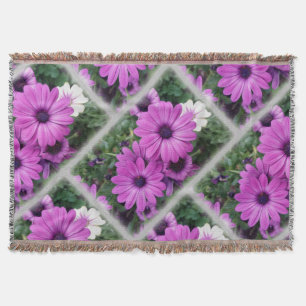 Purple daisies throw blanket