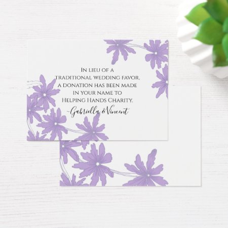 Purple Daisies Wedding Charity Favor Card