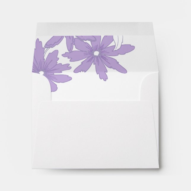 Purple Daisies Wedding RSVP Response Card Envelope (Back (Bottom))