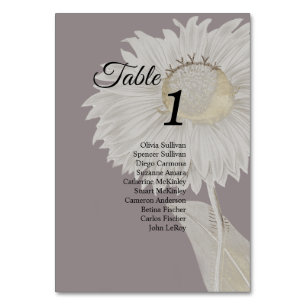 Purple Daisy Antique Table Numbers Sign Guests