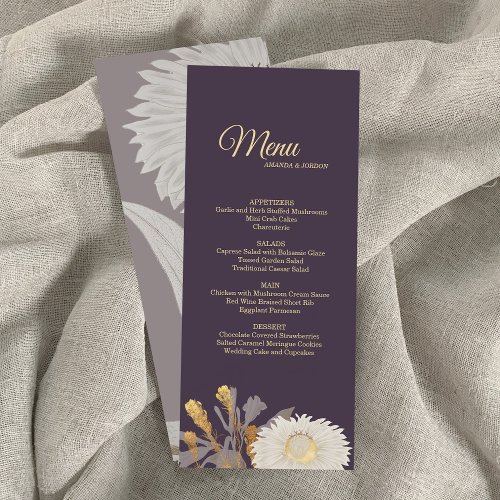 Purple Daisy Antique Wedding Menu