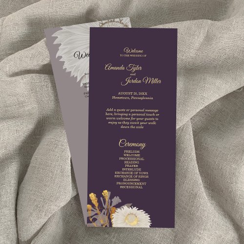 Purple Daisy Antique Wedding Program