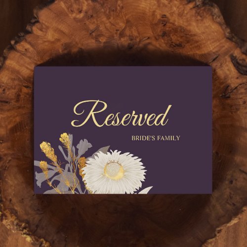 Purple Daisy Antique Wedding Reserved Sign