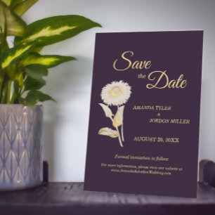 Purple Daisy Antique Wedding Save The Date