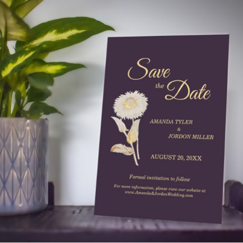 Purple Daisy Antique Wedding Save The Date