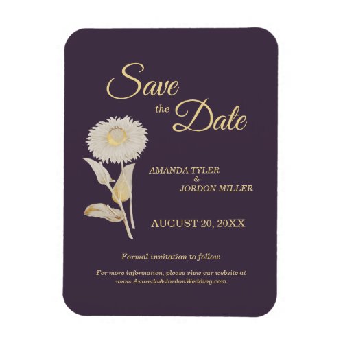 Purple Daisy Antique Wedding Save the Date Magnet