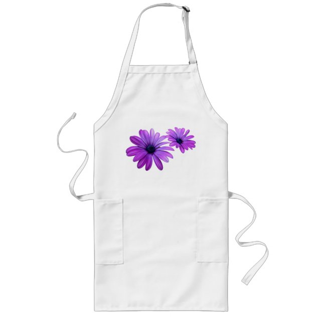 Purple Daisy Apron Beautiful Blue Flower BBQ Apron (Front)