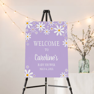 Purple Daisy Baby Shower Welcome Sign