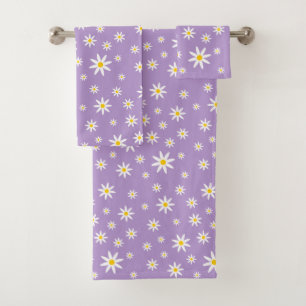 Purple Daisy Bath Towel Set