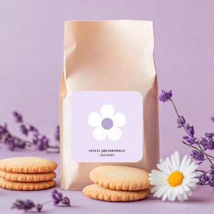 Purple Daisy Birthday Elegant Floral Party Square Sticker